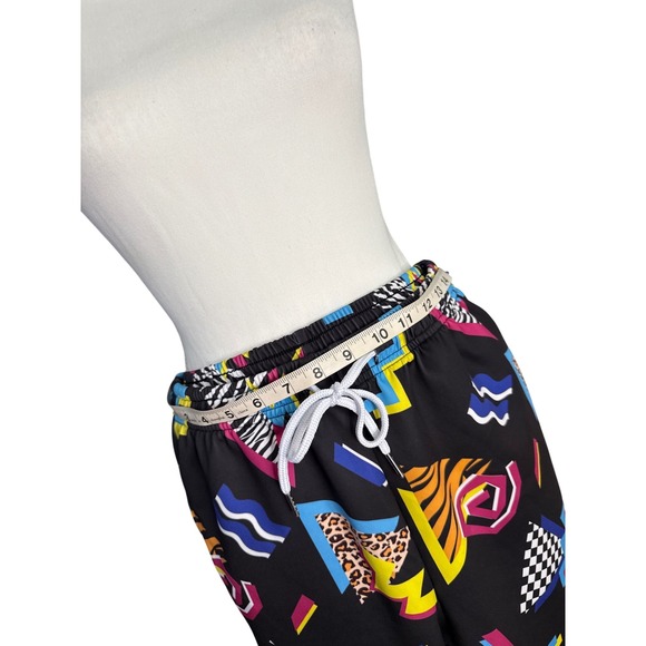 Retro 80s 90s Y2K Geometric Neon Print Jogger Sweatpants Unisex Small Like New - Picture 2 of 6